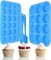 Silicone Muffin Pan Cupcake Set – Non-Stick 12 Cups and Mini 24 Cups,Silicone Baking Molds,BPA Free Muffin Tin with 1 Silicone Spatula & 1 Oil Brush (blue)